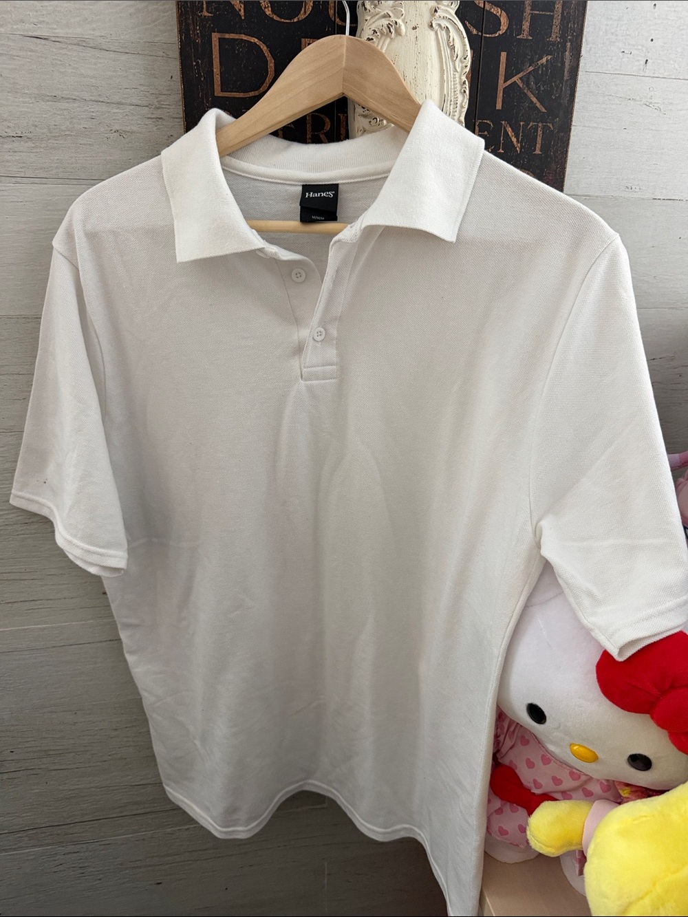 Hanes Men's White Polo Shirt - Classic Short Sleeve